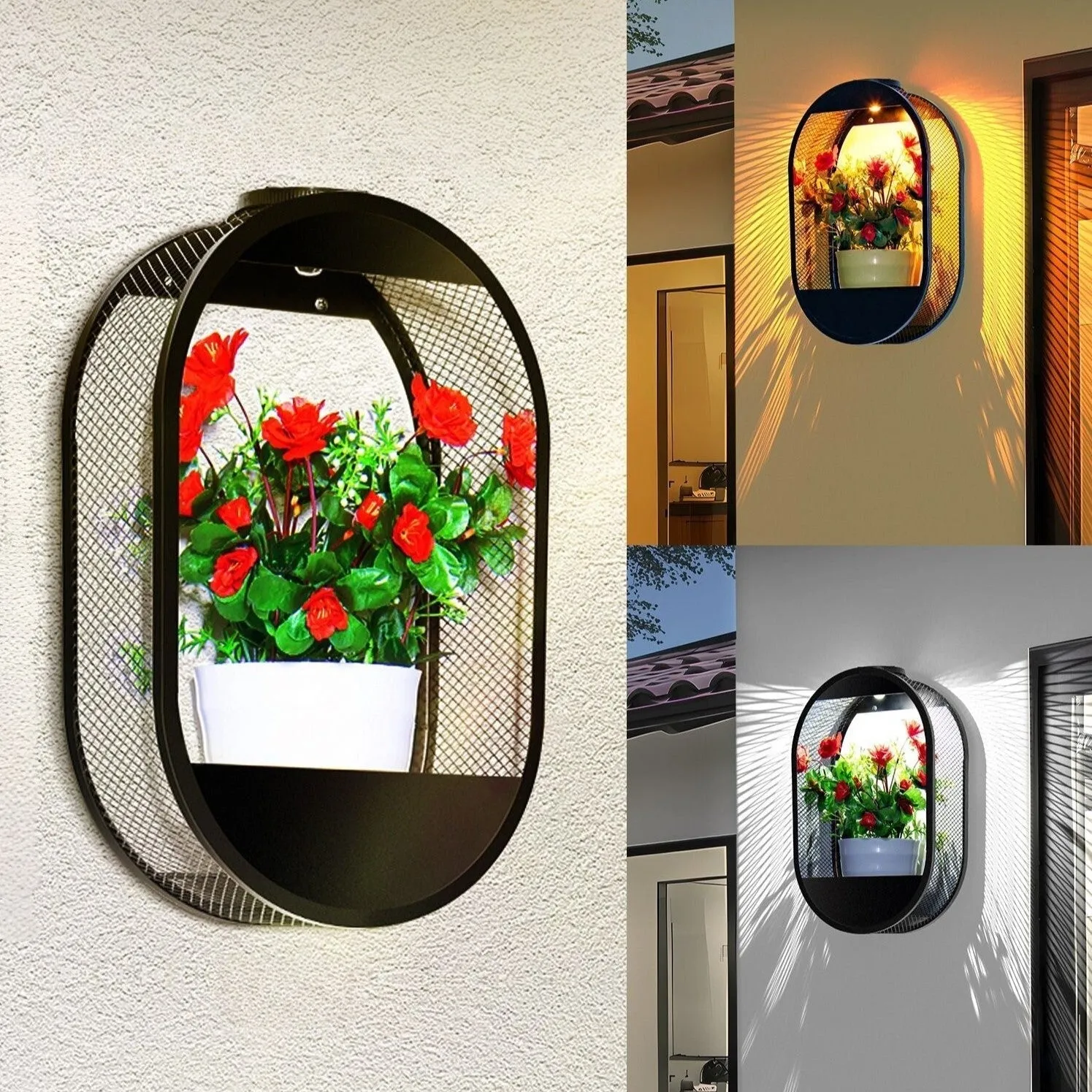 Taavita Solar Powered Wall Pot Light with Integrated Plant Pot