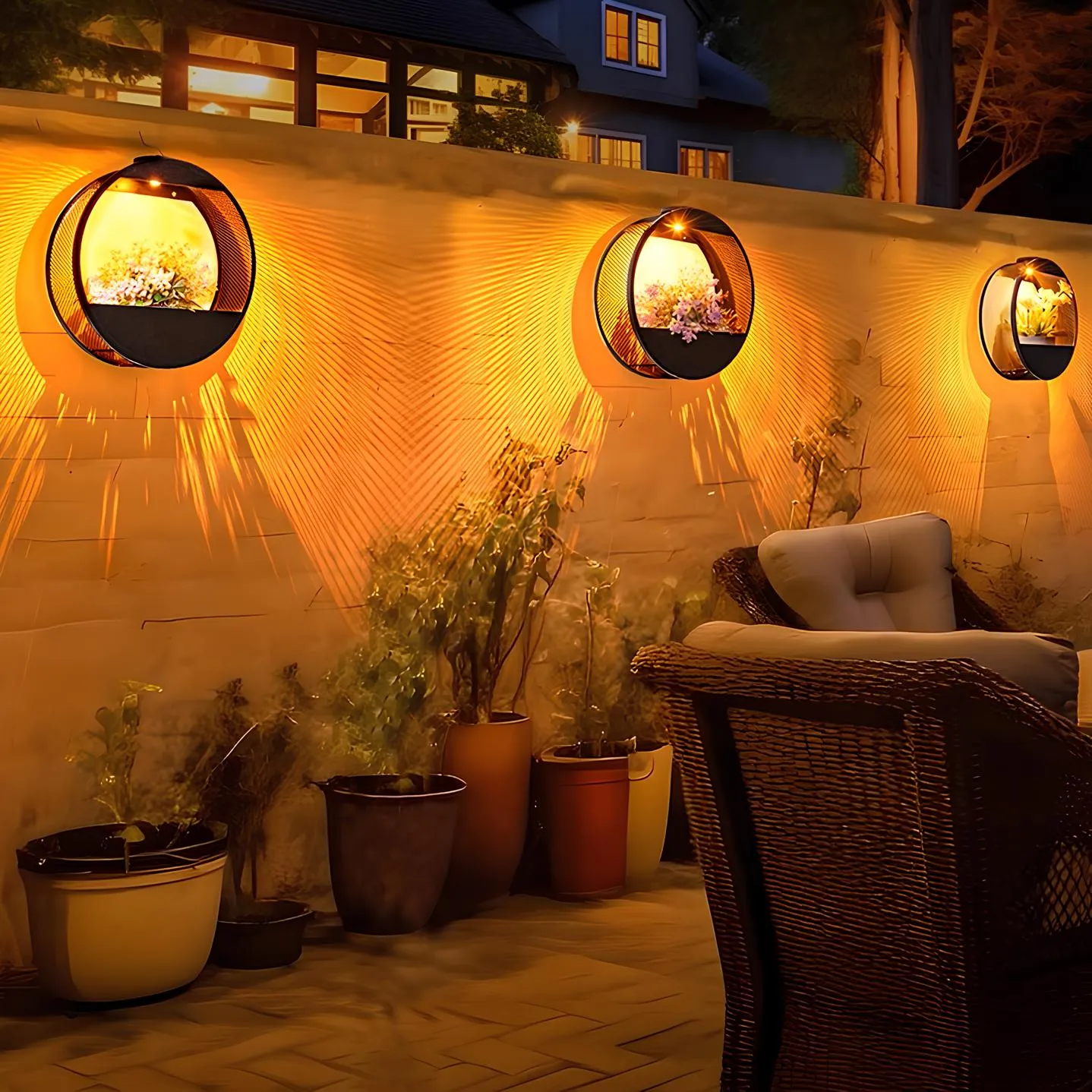 Taavita Solar Powered Wall Pot Light with Integrated Plant Pot