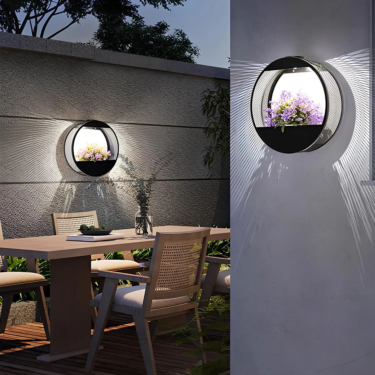 Taavita Solar Powered Wall Pot Light with Integrated Plant Pot