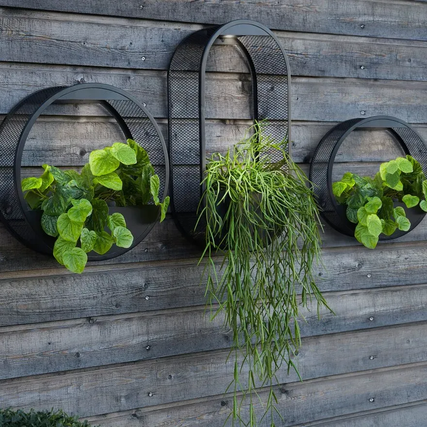 Taavita Solar Powered Wall Pot Light with Integrated Plant Pot
