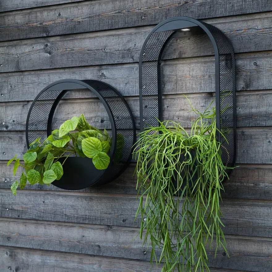 Taavita Solar Powered Wall Pot Light with Integrated Plant Pot