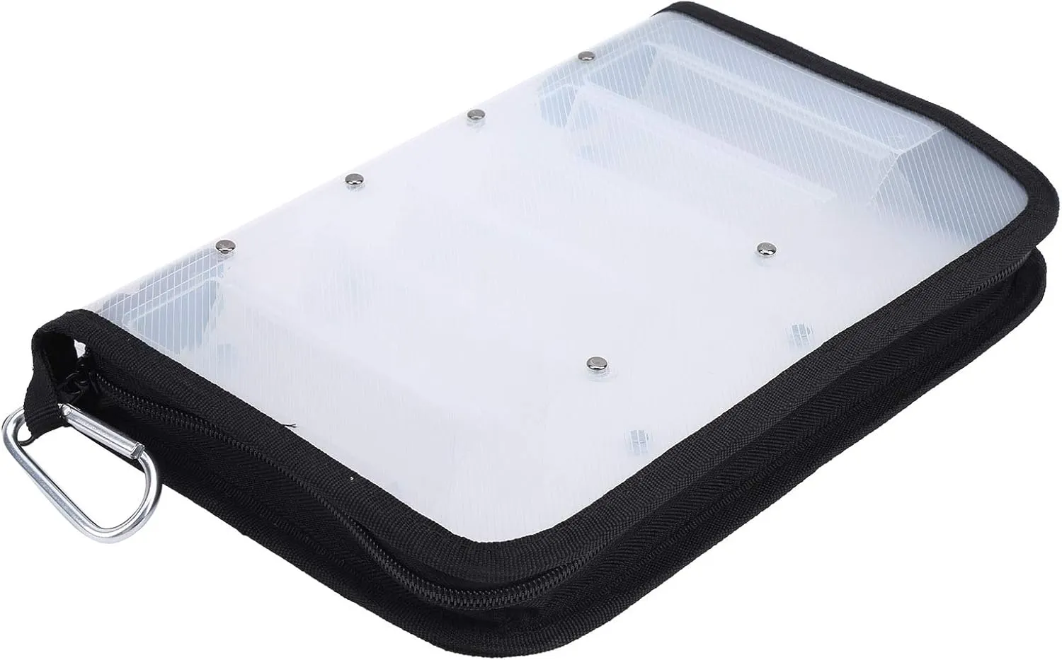 Tackle Bag, Double Sided Fishing Lures Storage, 12 Compartments, Transparent Design, Carabiner, for Anglers and Fishing Enthusiasts