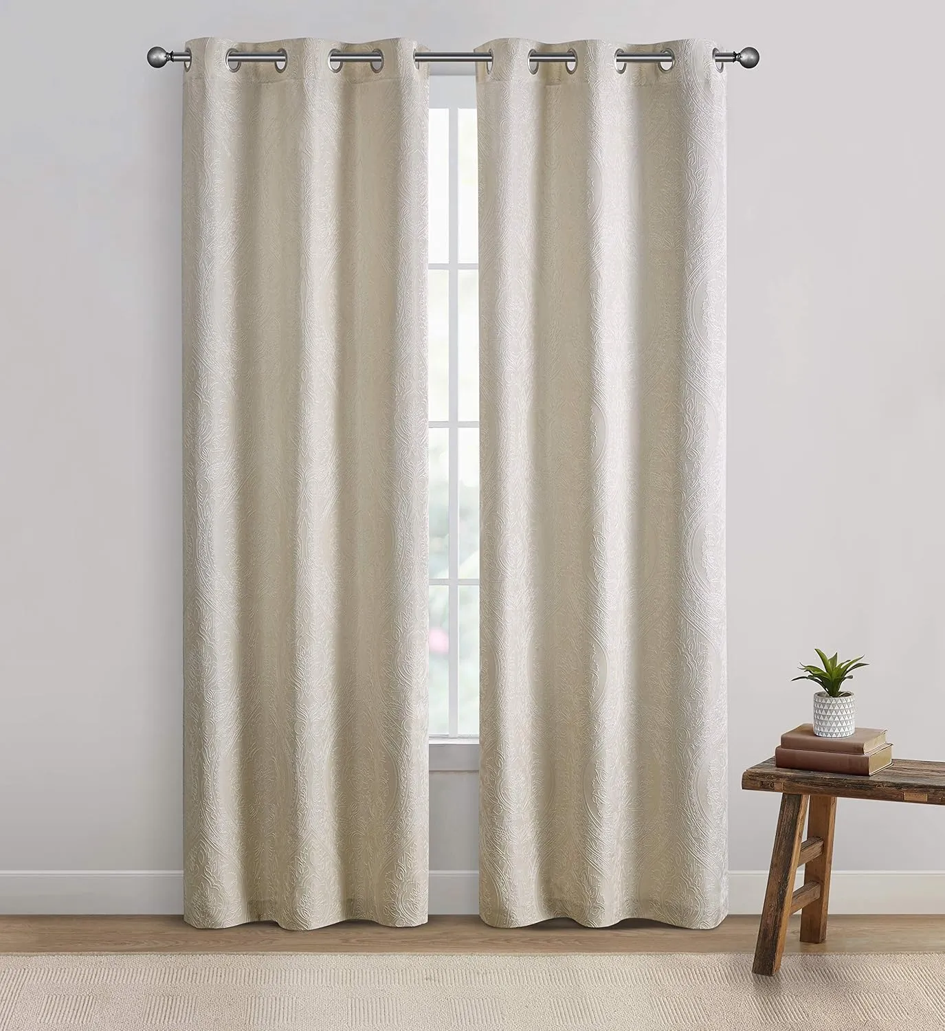 Tahari Home Carden Collection | Modern Chic Stylish Panel Pair Set, Home Black Out Curtains, Decorative Grommet Window Treatment, 38" x 84", Taupe