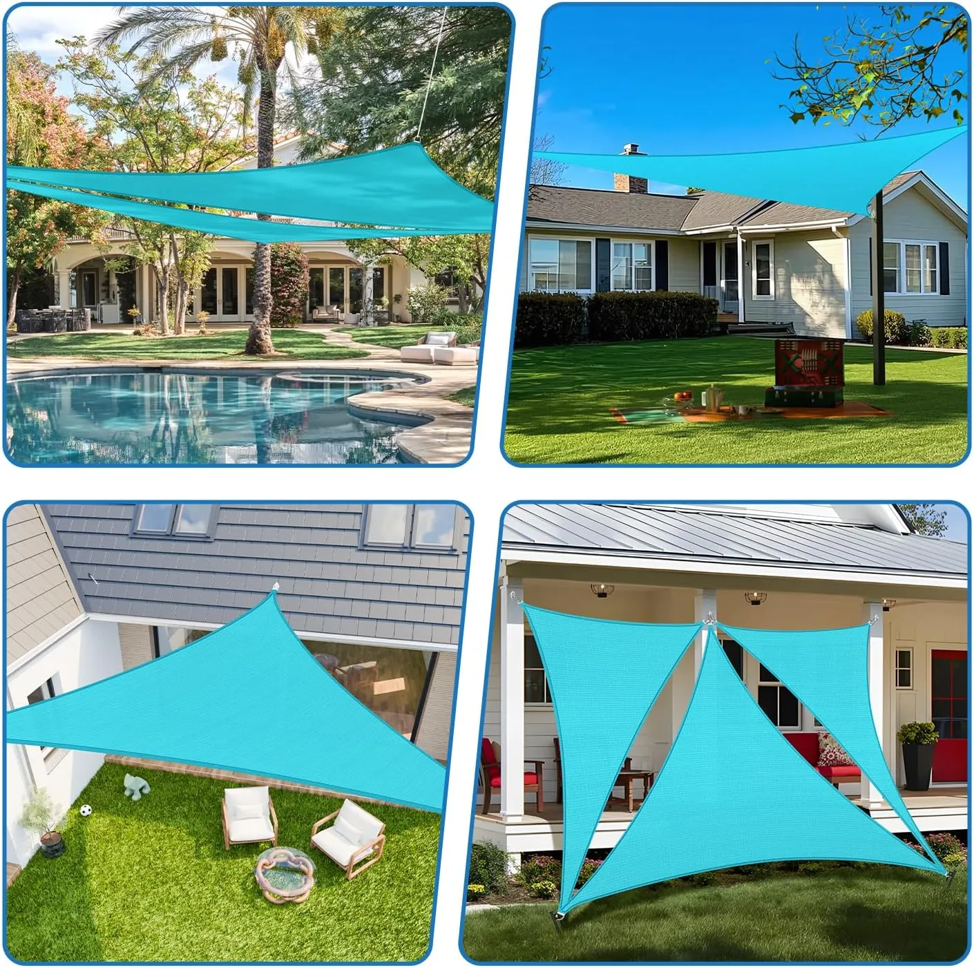 TANG 13' x 13' x 18' Sun Shade Sail Right Triangle Shade Canopy Patio Cover UV Block Permeable Cloth Fabric for Pergola Backyard Porch Deck Garden Carport Awning Outdoor Activity, Turquoise