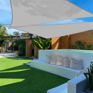 TANG 16'x16'x23' Sun Shade Sail Rignt Triangle Shade Canopy Outdoor Patio Covers UV Block Cloth for Pergola Backyard Porch Deck Garden Carport, Light Grey