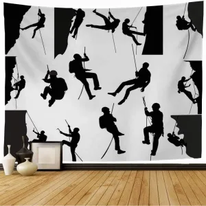 Tapestry Wall Hanging Alpines Rock Climbers Adrenalin Climb Courage Sports Climbing Ropes Sport Recreation Design Active Cool Tapestry for Bedroom Wall Decor 60x50 Inch