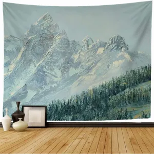 Tapestry Wall Hanging Original Paint Up Alpine Oil Painting Painted Or On Sella Paintings Snowy Rock Canvas Coldai View Cool Tapestry for Bedroom Wall Decor 80x60 Inch