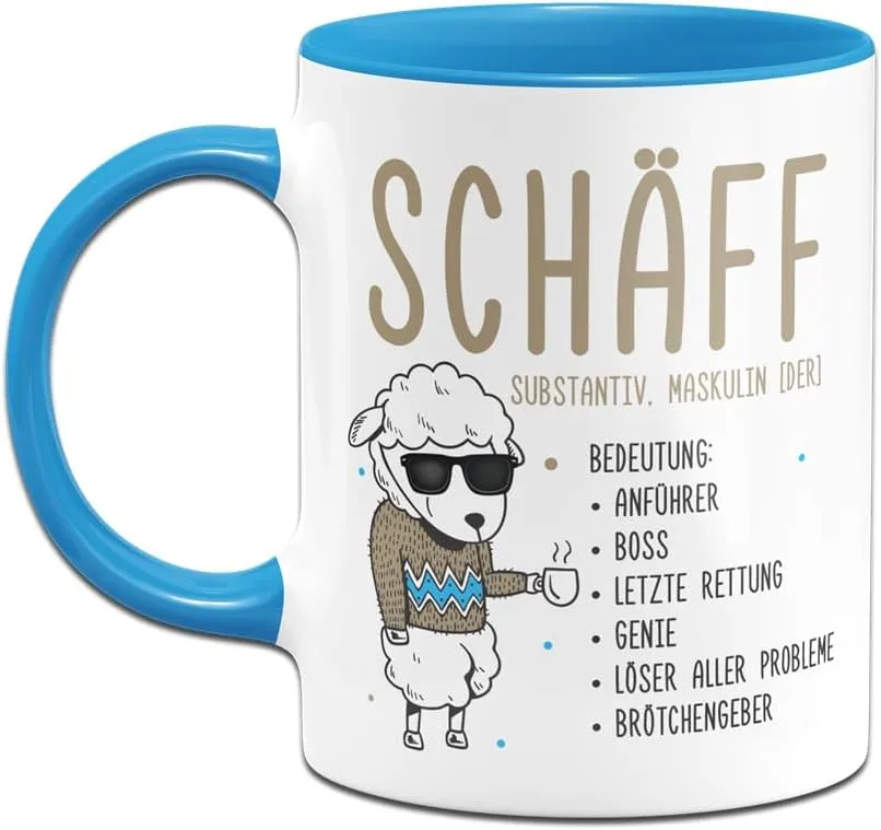 Tassenbrennerei Mug – Schäff – Coffee Mug Funny with Saying as a Gift for Boss (Blue)