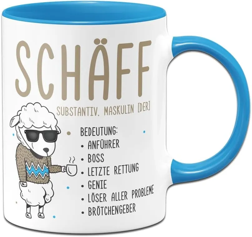 Tassenbrennerei Mug – Schäff – Coffee Mug Funny with Saying as a Gift for Boss (Blue)