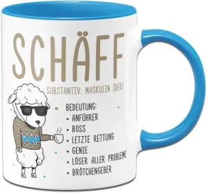 Tassenbrennerei Mug – Schäff – Coffee Mug Funny with Saying as a Gift for Boss (Blue)