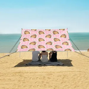 Tasty Breakfast Pancakes Beach Canopy Tent Anti-UV & Wind Resistant, Camping Sun Shelter Easy Setup Portable,Outdoor Shade Tents with Sandbags,Sand Shovels,Ground Pegs & Stability Poles