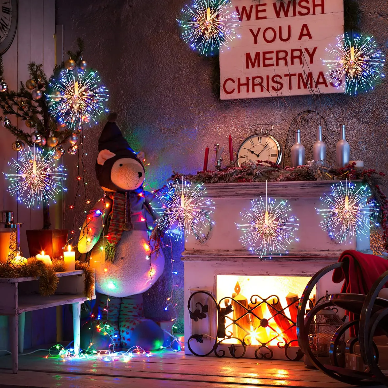 Techip 4PCS 120LED String Lights LED Copper Wire Battery Operated Hanging Fairy Lights with Remote Timer Wedding Christmas Decorative Hanging Lights for Party Patio Garden Bedroom Indoor Outdoor