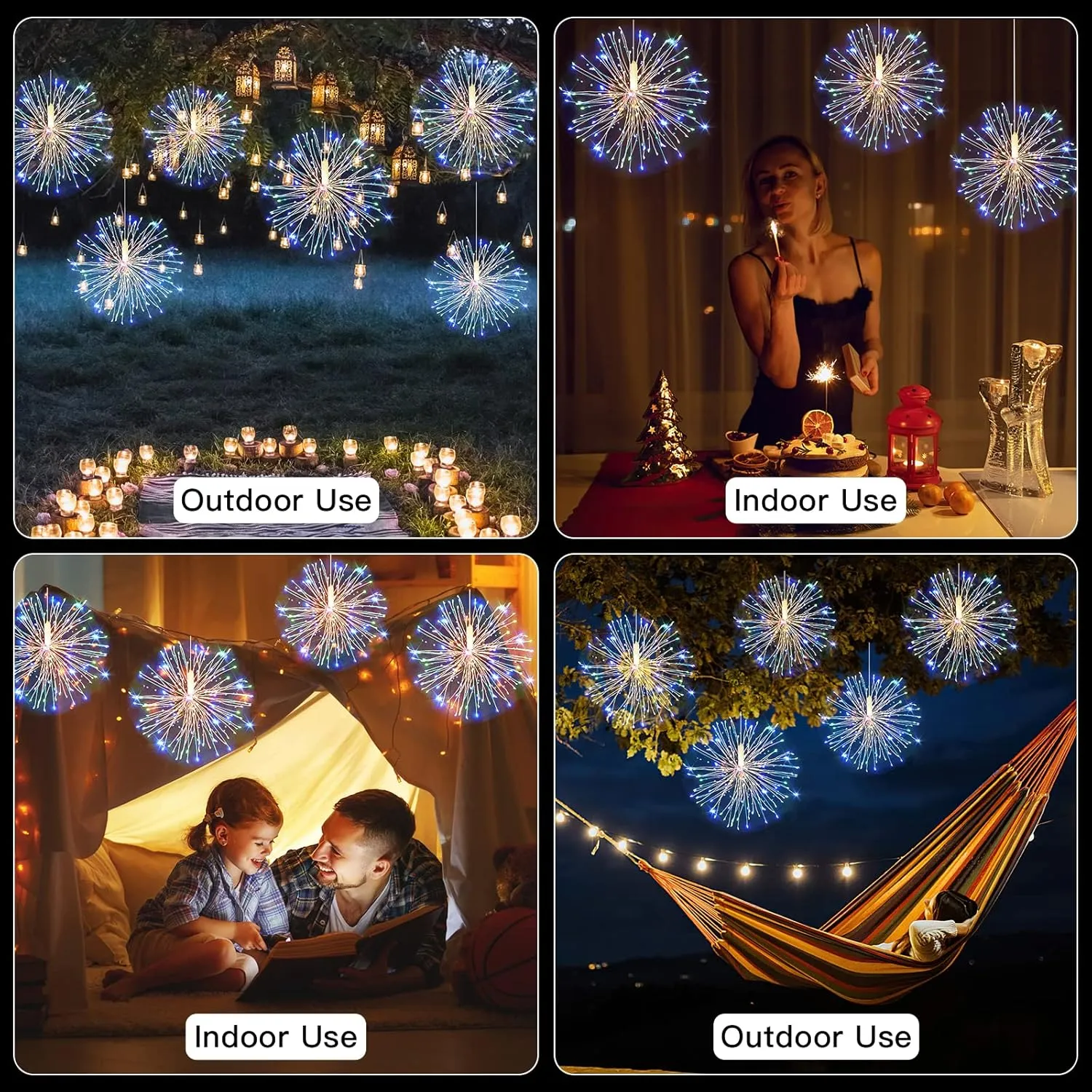 Techip 4PCS 120LED String Lights LED Copper Wire Battery Operated Hanging Fairy Lights with Remote Timer Wedding Christmas Decorative Hanging Lights for Party Patio Garden Bedroom Indoor Outdoor