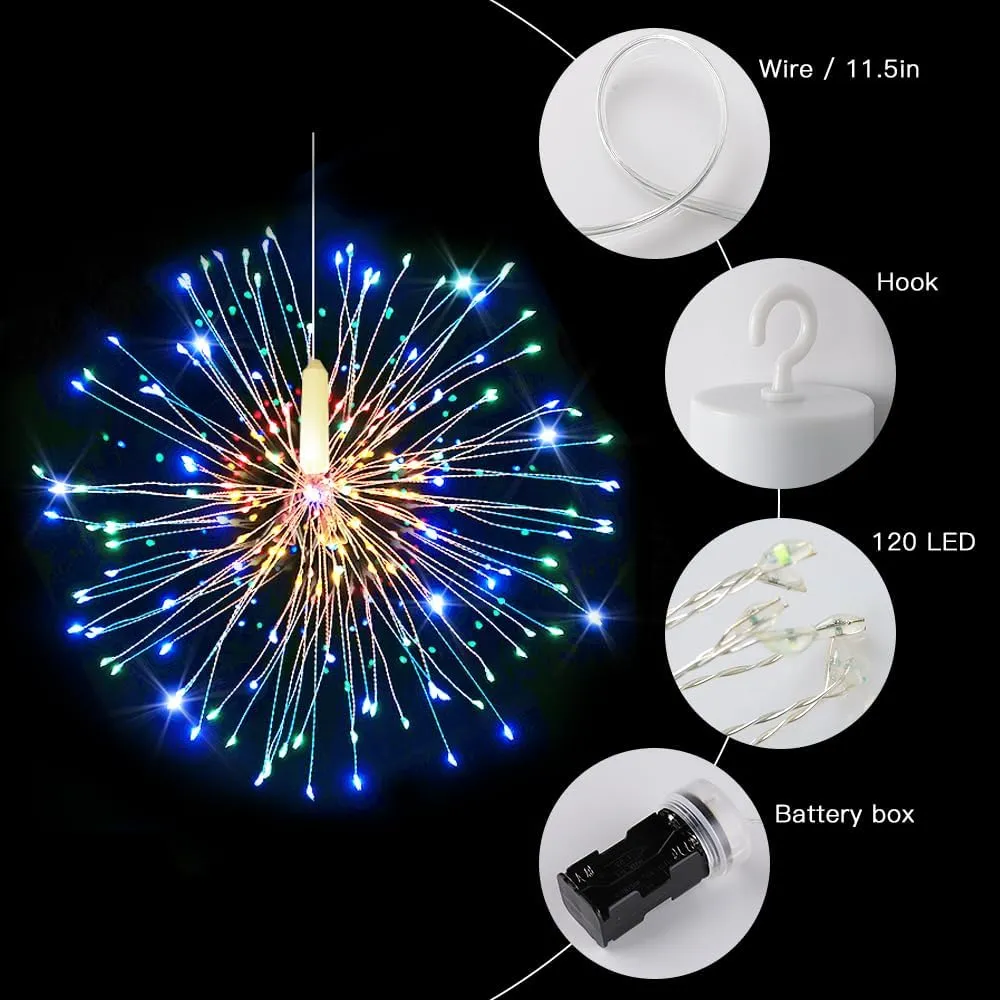 Techip 4PCS 120LED String Lights LED Copper Wire Battery Operated Hanging Fairy Lights with Remote Timer Wedding Christmas Decorative Hanging Lights for Party Patio Garden Bedroom Indoor Outdoor