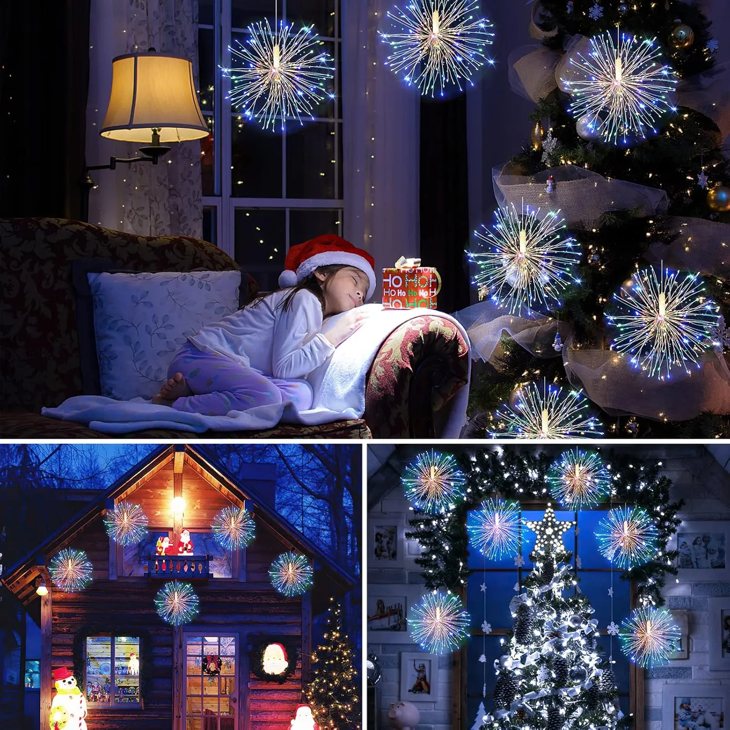 Techip 4PCS 120LED String Lights LED Copper Wire Battery Operated Hanging Fairy Lights with Remote Timer Wedding Christmas Decorative Hanging Lights for Party Patio Garden Bedroom Indoor Outdoor