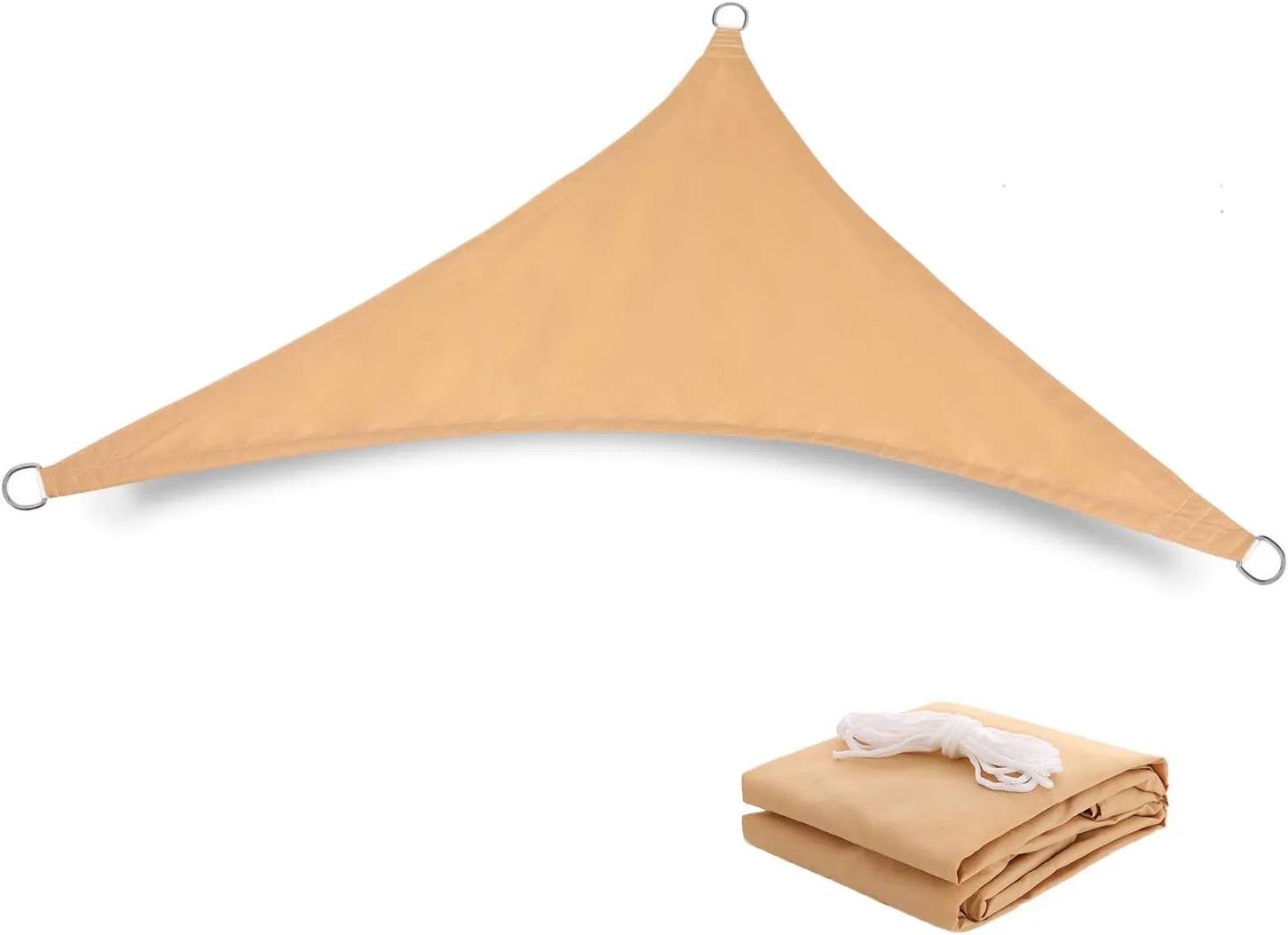Terylene Waterproof Sun Shade Sail UV Blocker Sunshade Patio Equilateral Triangle Knitted 220 GSM Block Fabric Pergola Carport Awning 13' x 13' x 13' in Color Sand