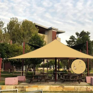 Terylene Waterproof Sun Shade Sail UV Blocker Sunshade Patio Equilateral Triangle Knitted 220 GSM Block Fabric Pergola Carport Awning 13' x 13' x 13' in Color Sand