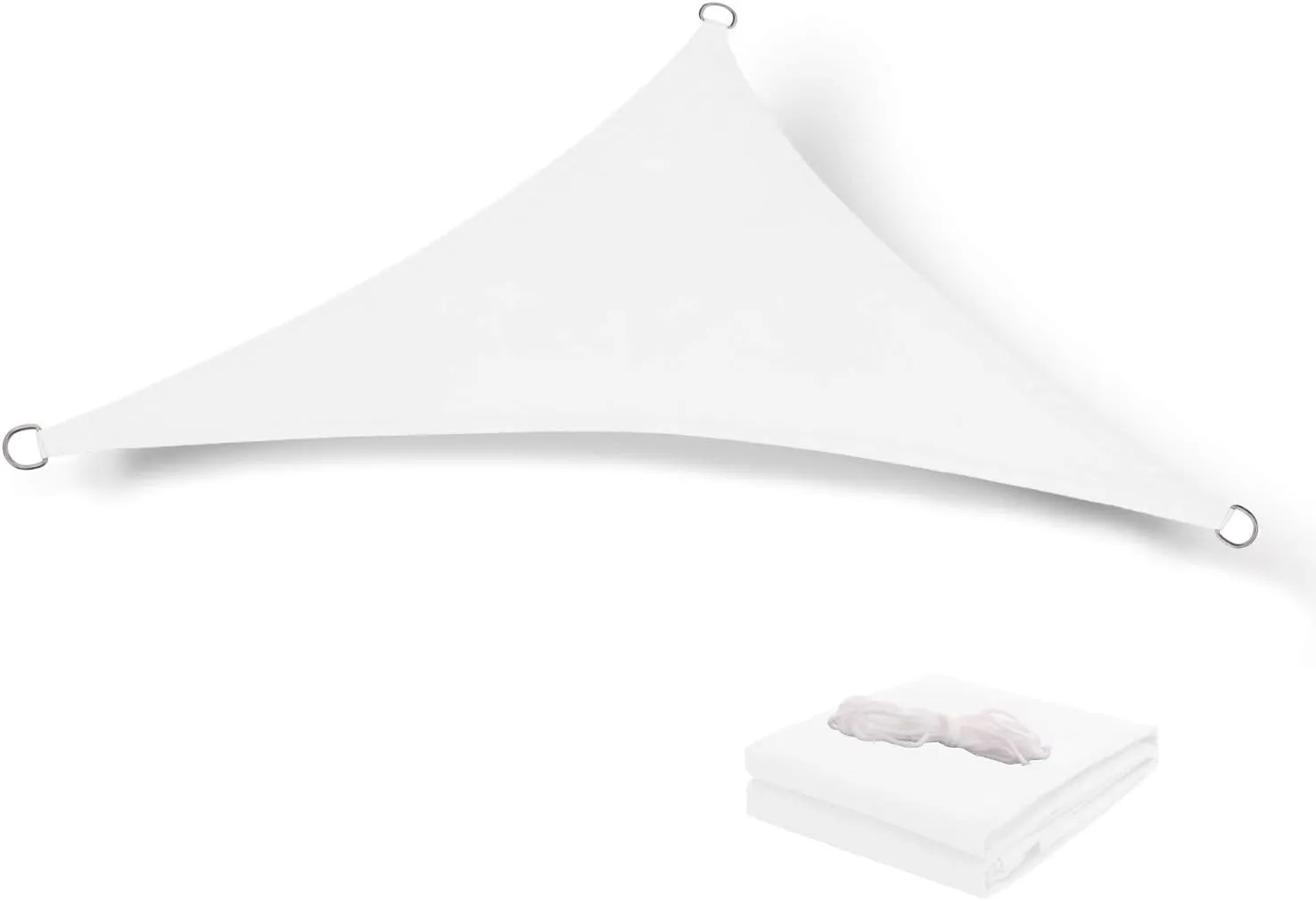 Terylene Waterproof Sun Shade Sail UV Blocker Sunshade Patio Equilateral Triangle Knitted 220 GSM Block Fabric Pergola Carport Awning 13' x 13' x 13' in Color White