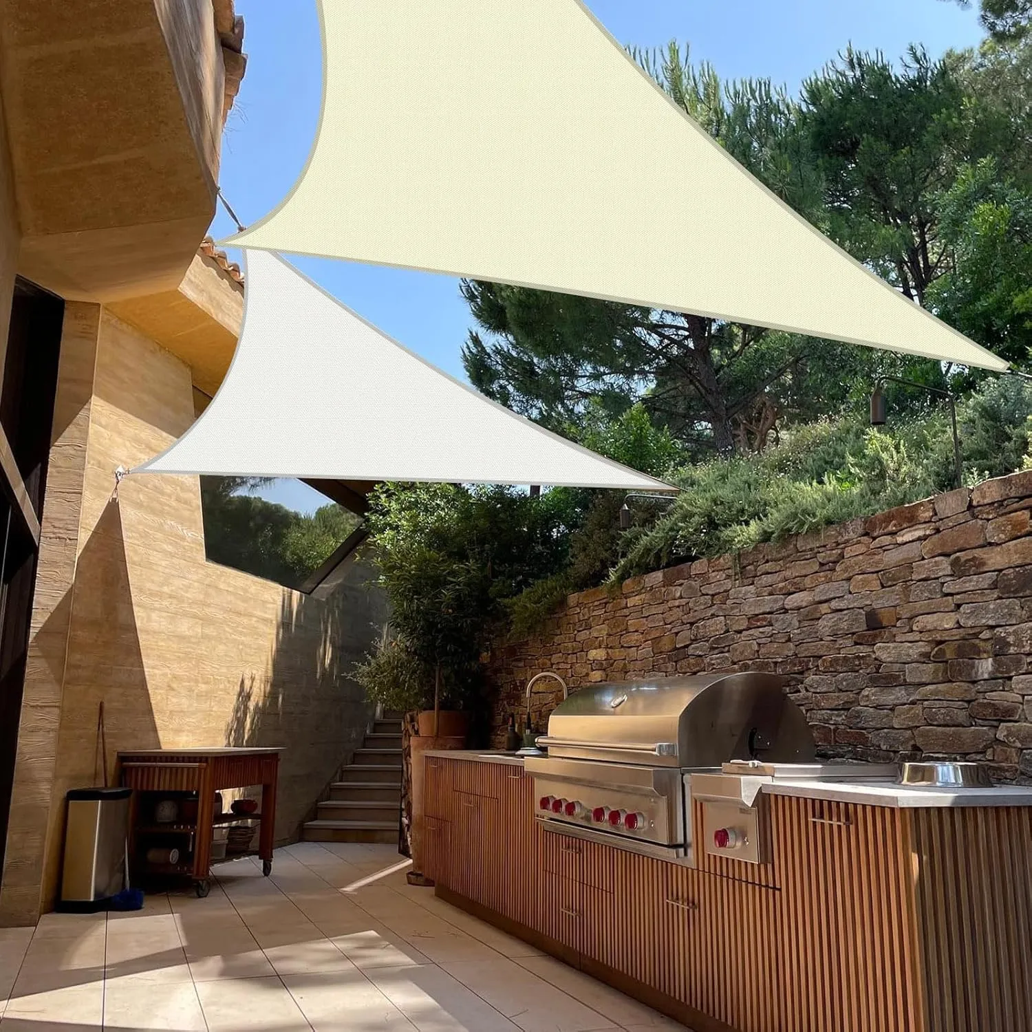 Terylene Waterproof Sun Shade Sail UV Blocker Sunshade Patio Equilateral Triangle Knitted 220 GSM Block Fabric Pergola Carport Awning 13' x 13' x 13' in Color White