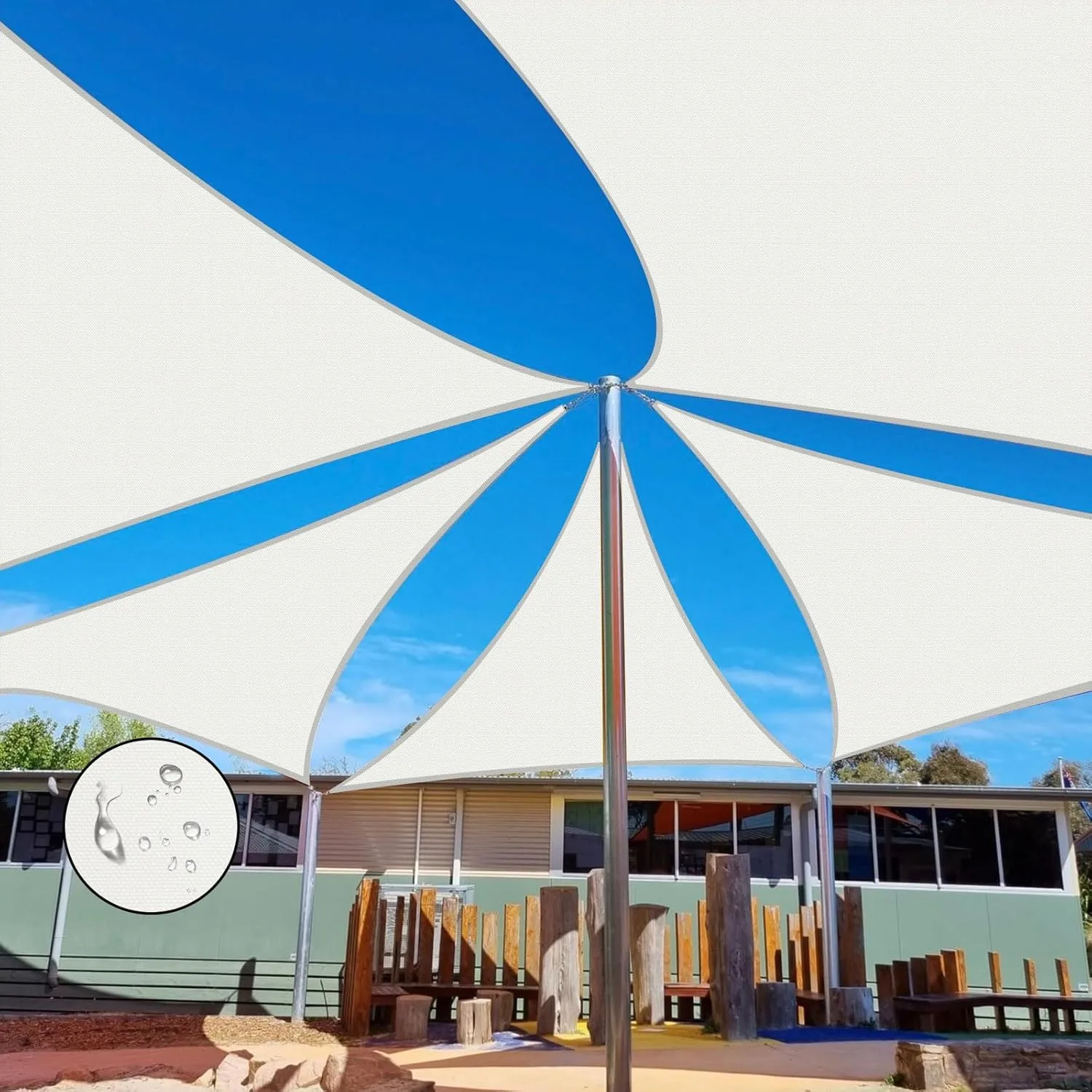 Terylene Waterproof Sun Shade Sail UV Blocker Sunshade Patio Equilateral Triangle Knitted 220 GSM Block Fabric Pergola Carport Awning 13' x 13' x 13' in Color White