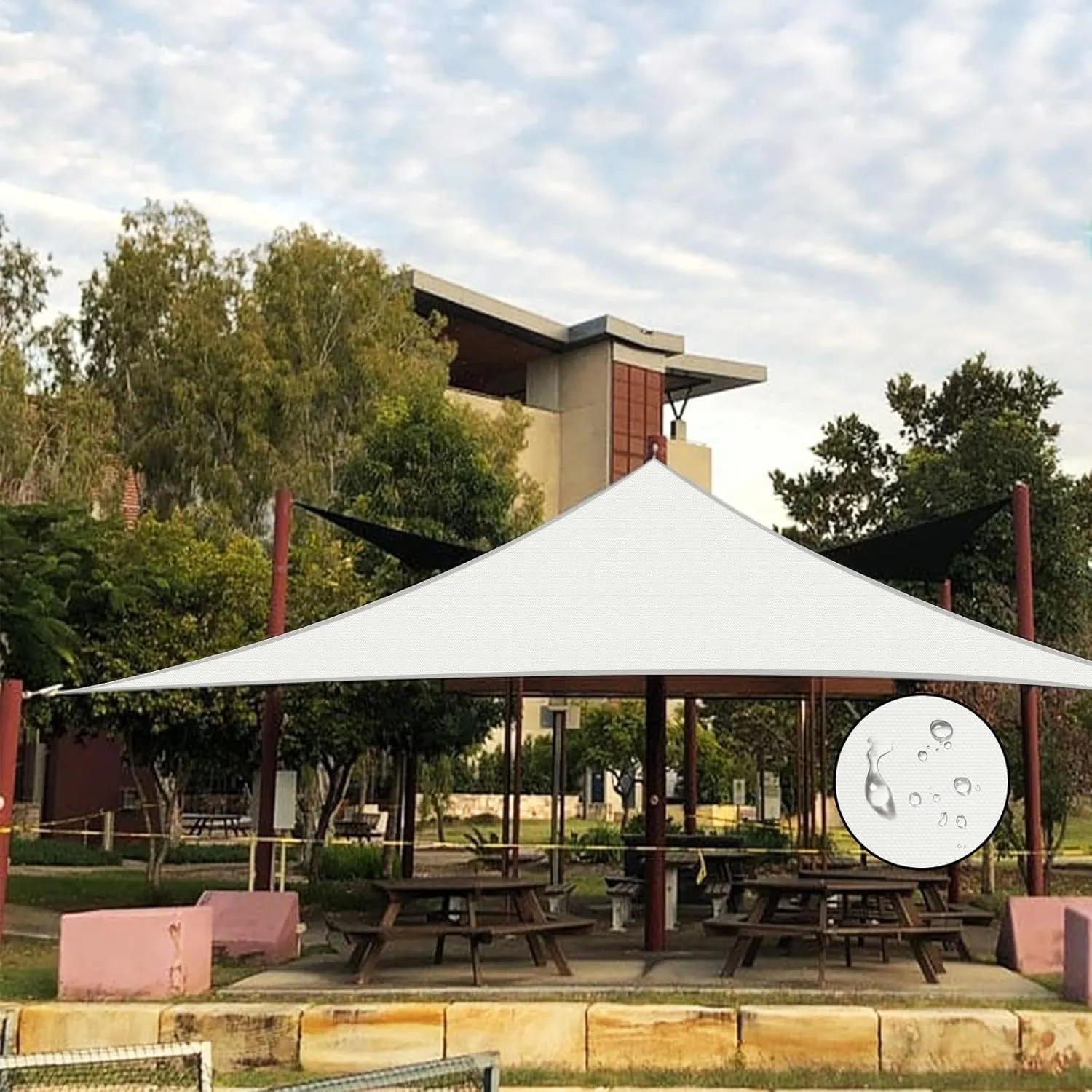 Terylene Waterproof Sun Shade Sail UV Blocker Sunshade Patio Equilateral Triangle Knitted 220 GSM Block Fabric Pergola Carport Awning 13' x 13' x 13' in Color White