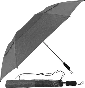 The Little Giant Vented Windproof Large 58 Inch Automatic Open Folding Golf Umbrella, Portable Strong Fiberglass Ribs Umbrella, Oversize Golf Umbrella with Wooden Handle for Men & Women