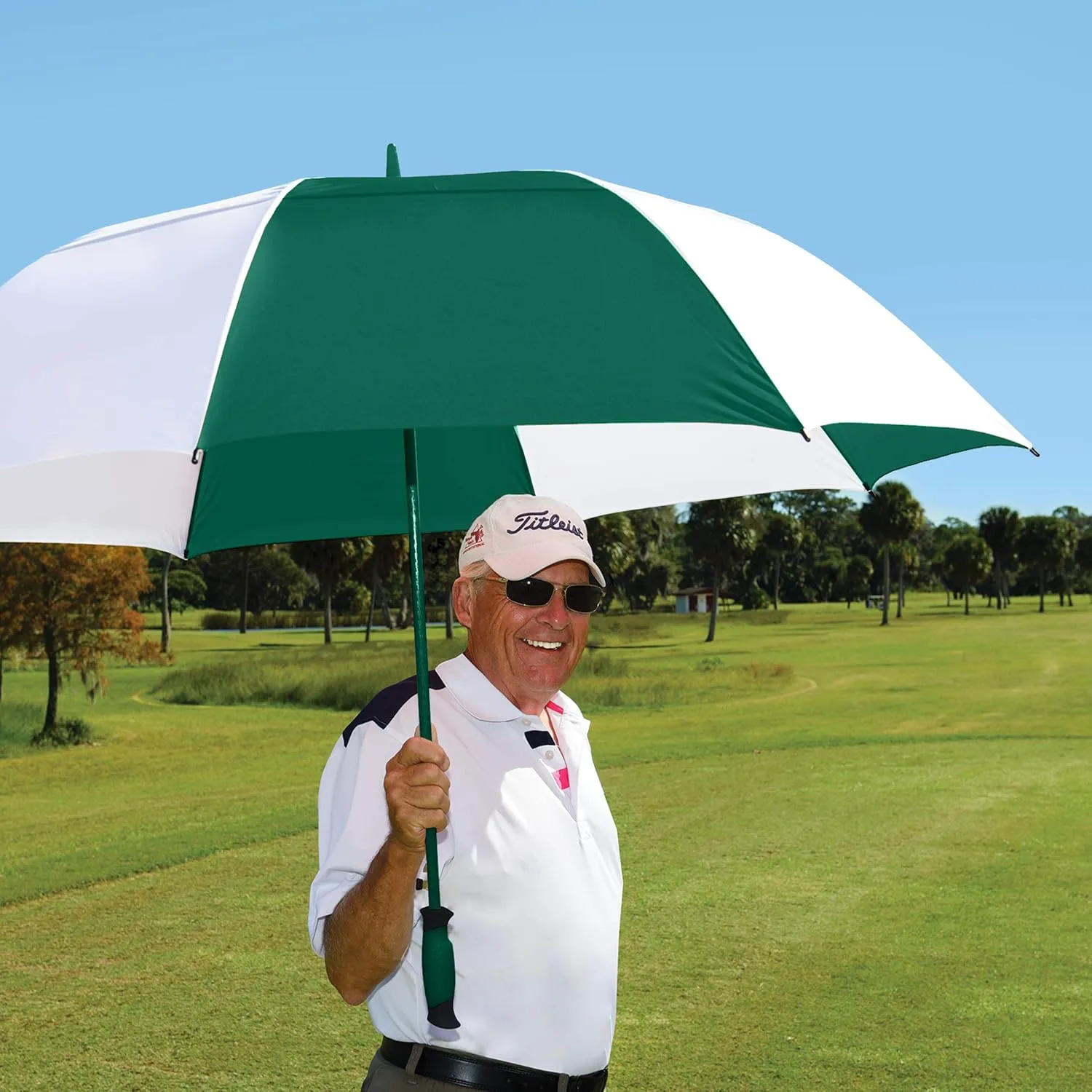 The Paramount Vented Large 64 inch Windproof Automatic Open Double Canopy Golf Umbrella for Rain, Wind and Sun, Strong & Lightweight Oversized Golf Umbrella with Wind Vent for Men & Women