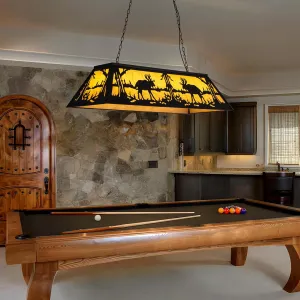 Tiffany Pool Table Light,58-inch Rustic Deer Billiard & Pool Table Lights for 7' 8' 9',5-Light Farmhouse Hanging Ceiling Light Fixture for Game Room Man Cave Dining Room