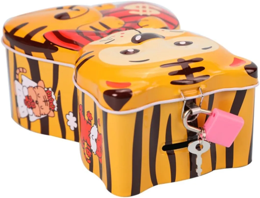 Tiger-Shaped Desktop Coin Bank Educational Boys and Girls' Saving Pot Home Decor Material Random Color