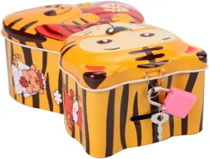 Tiger-Shaped Desktop Coin Bank Educational Boys and Girls' Saving Pot Home Decor Material Random Color