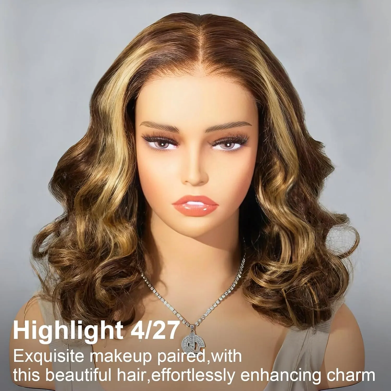 Tinashe 12Inch Wear and Go Glueless Bob Wig Human Hair Highlight Bob Wig Human Hair Honey Blonde 5x6 Body Wave Wigs for Beginners Glueless Short Bob Wig(12inch,P4/27 Loose Body Bob Wig)