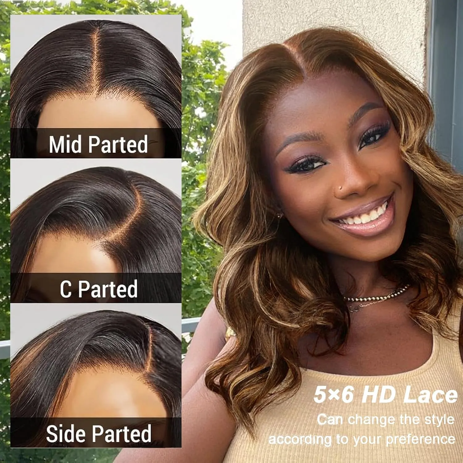 Tinashe 12Inch Wear and Go Glueless Bob Wig Human Hair Highlight Bob Wig Human Hair Honey Blonde 5x6 Body Wave Wigs for Beginners Glueless Short Bob Wig(12inch,P4/27 Loose Body Bob Wig)
