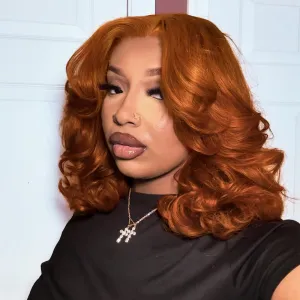 Tinashe Glueless Wigs Human Hair Pre Plucked Pre Cut Reddish Brown Loose Body Wave Short Wig 6×5 Lace Pre-Bleached Knots HD Lace Front Wigs Human Hair for Black Women (#33 Reddish Brown - 12 inch)