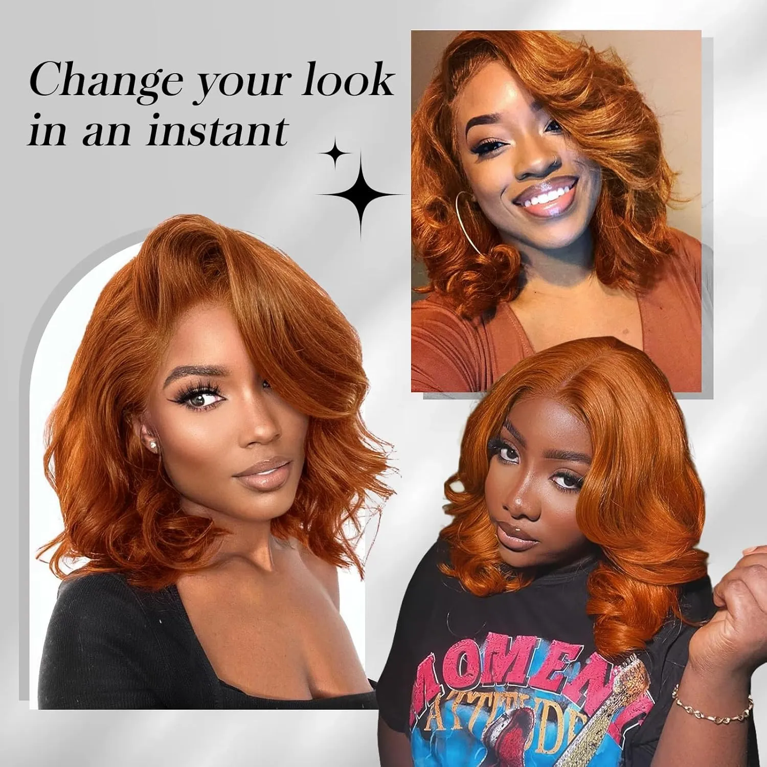 Tinashe Glueless Wigs Human Hair Pre Plucked Pre Cut Reddish Brown Loose Body Wave Short Wig 6×5 Lace Pre-Bleached Knots HD Lace Front Wigs Human Hair for Black Women (#33 Reddish Brown - 12 inch)