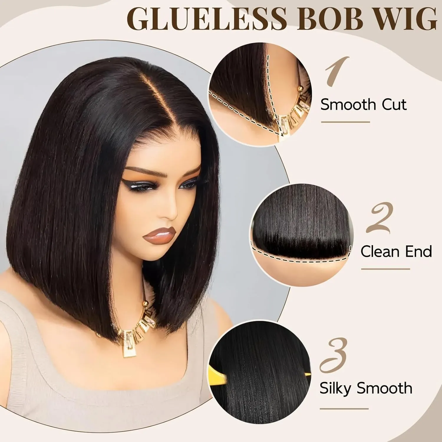 Tinashe Wear and Go Glueless Bob Wigs Human Hair 5x6 HD Lace Closure Wigs Pre Plucked Bob Straight Lace Front Wigs Human Hair Short Wigs for Black Women (Black Straight Bob Wig, 12inch)