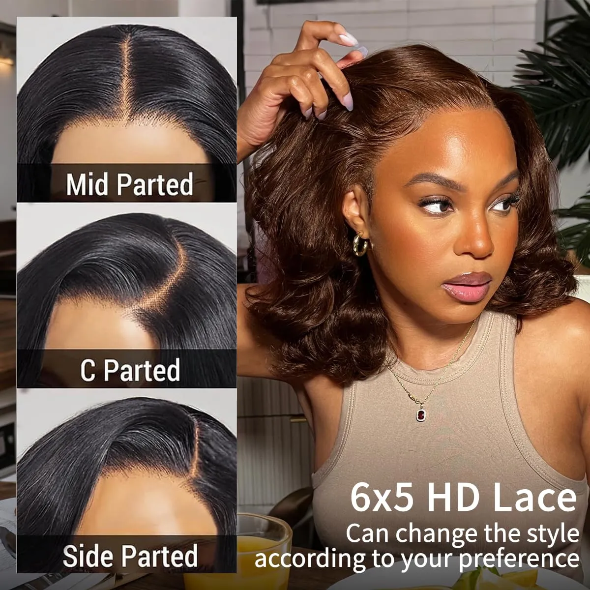 Tinashe Wear and Go Glueless Bob Wigs Human Hair Black Brown 5x6 HD Lace Closure Wigs Pre Plucked Bob Body Wave Lace Front Wigs Short Bob Wigs for Black Women (Loose Body Bob Wig #3, 12inch)