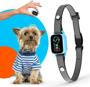 Tiny Bark Collar for Small Dogs 5-15 lbs – No Shock Anti Barking Collar with AI Chip – 3 Modes & 5 Sensitivity Levels – Waterproof, Rechargeable, Magnetic Charging – Humane, Effective Training (Blue)