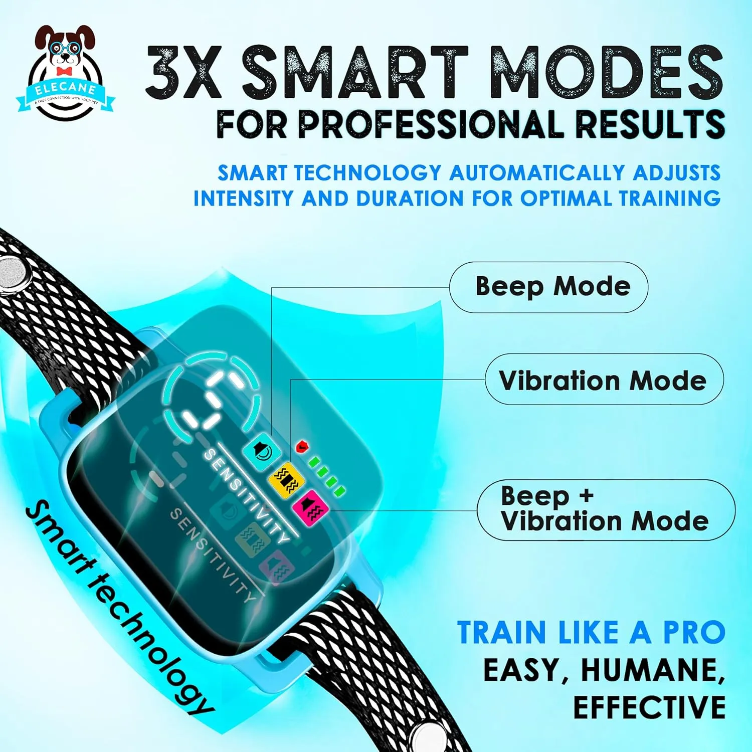 Tiny Bark Collar for Small Dogs 5-15 lbs – No Shock Anti Barking Collar with AI Chip – 3 Modes & 5 Sensitivity Levels – Waterproof, Rechargeable, Magnetic Charging – Humane, Effective Training (Blue)