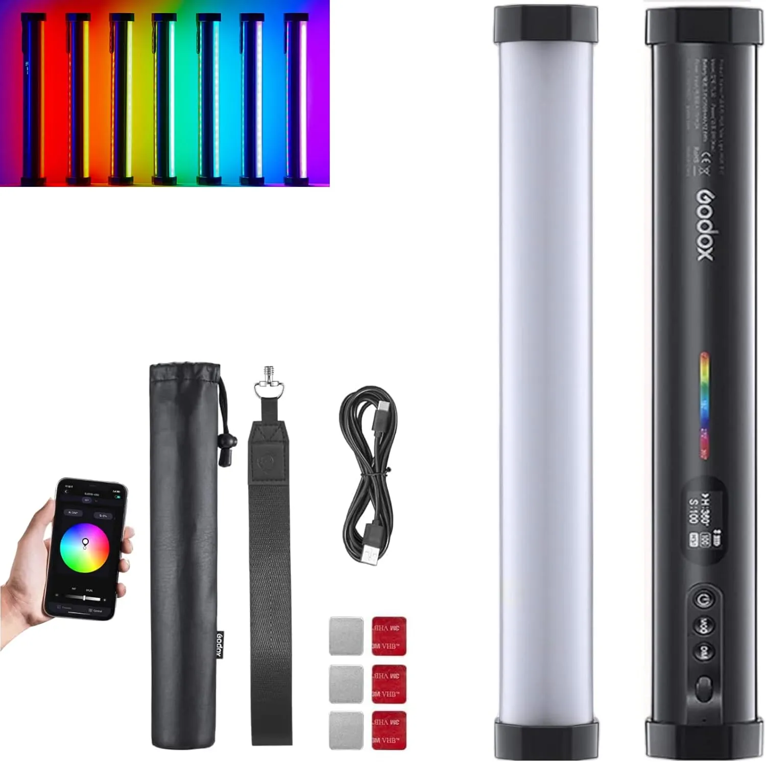 TL30 RGB Tube Light, CRI 97  TLCI 99  Handheld Full Color LED Video Light Wand, 2700K-6500K Dimmable LED Light Stick, 37 FX Light Effects, 2900mAh Battery, Bluetooth APP Control