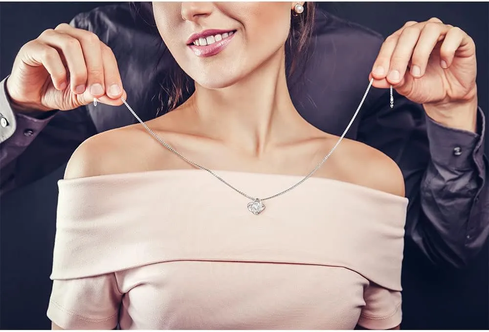 To My Beautiful Bride Love Knot S925 Stainless Silver Necklace Gift, Wedding Day Gift For Bride From Groom, Groom To Future Wife Gift Wedding Day, From Groom To Bride with Greeting Card and Box