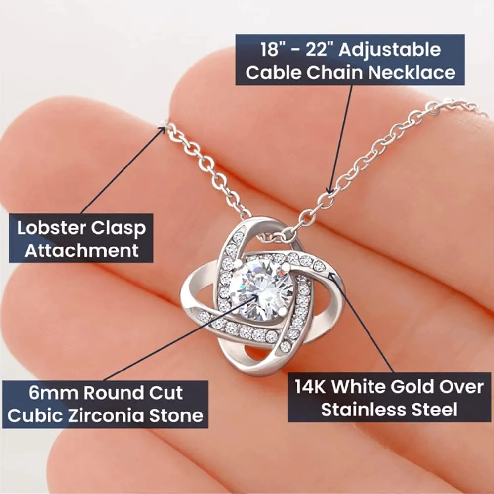 To My Beautiful Bride Love Knot S925 Stainless Silver Necklace Gift, Wedding Day Gift For Bride From Groom, Groom To Future Wife Gift Wedding Day, From Groom To Bride with Greeting Card and Box