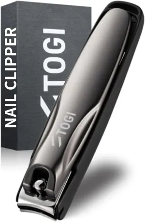 TOGI - Ultra Sharp Nail Clippers, Stainless Steel Nail Clippers for Women/Men, Fingernails & Toenail Cutter with Curved Blades, Built-in Catcher & File, 1 Black Grooming Must-Have