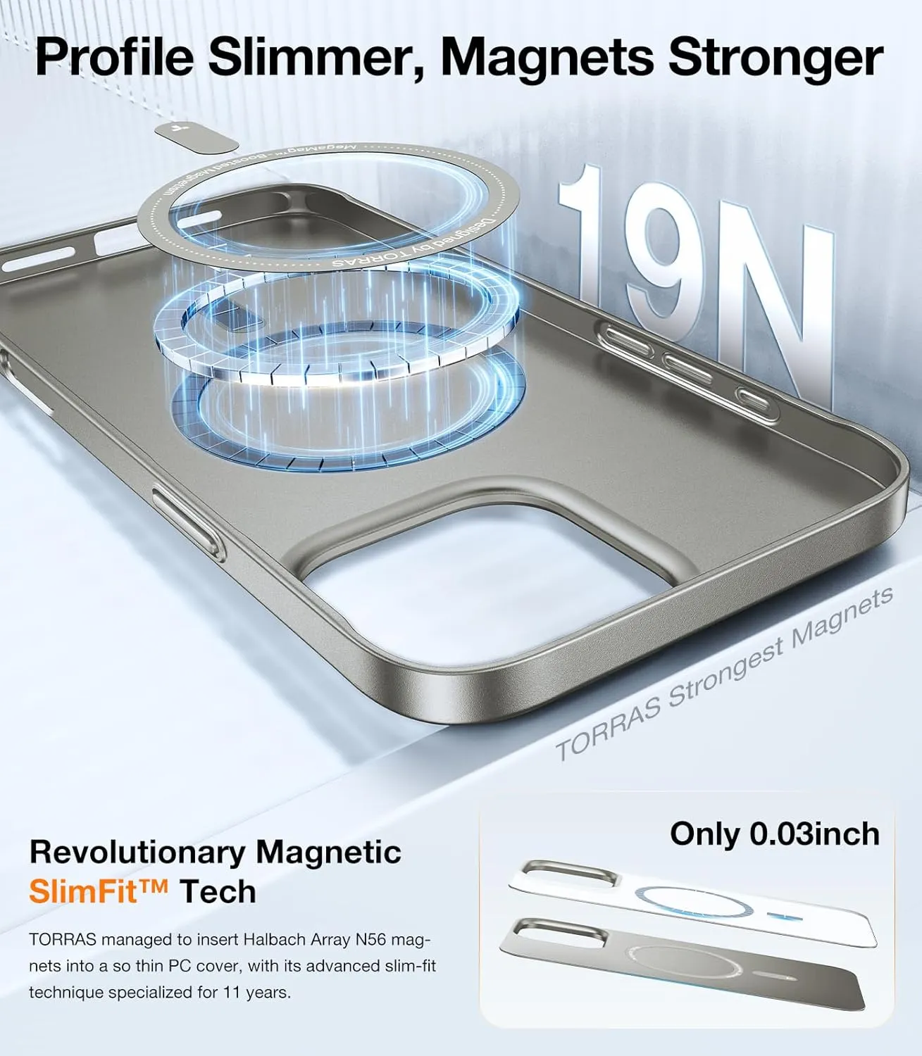 TORRAS Magnetic Slim-Fit for iPhone 16 Pro Max Case, Ultra-Thin 16 ProMax Phone Case Compatible with MagSafe, Light Anti-Scratch Matte Hard PC Bayer 6.9 inch OriginFit, Natural Titanium