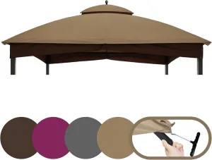 Tradesparker 10x12 Replacement Canopy Top for Lowe's Allen Roth Gazebo #GF-12S004B-1,Double Tiered Waterproof Gazebo Cover Roof with T-Hook, Khaki