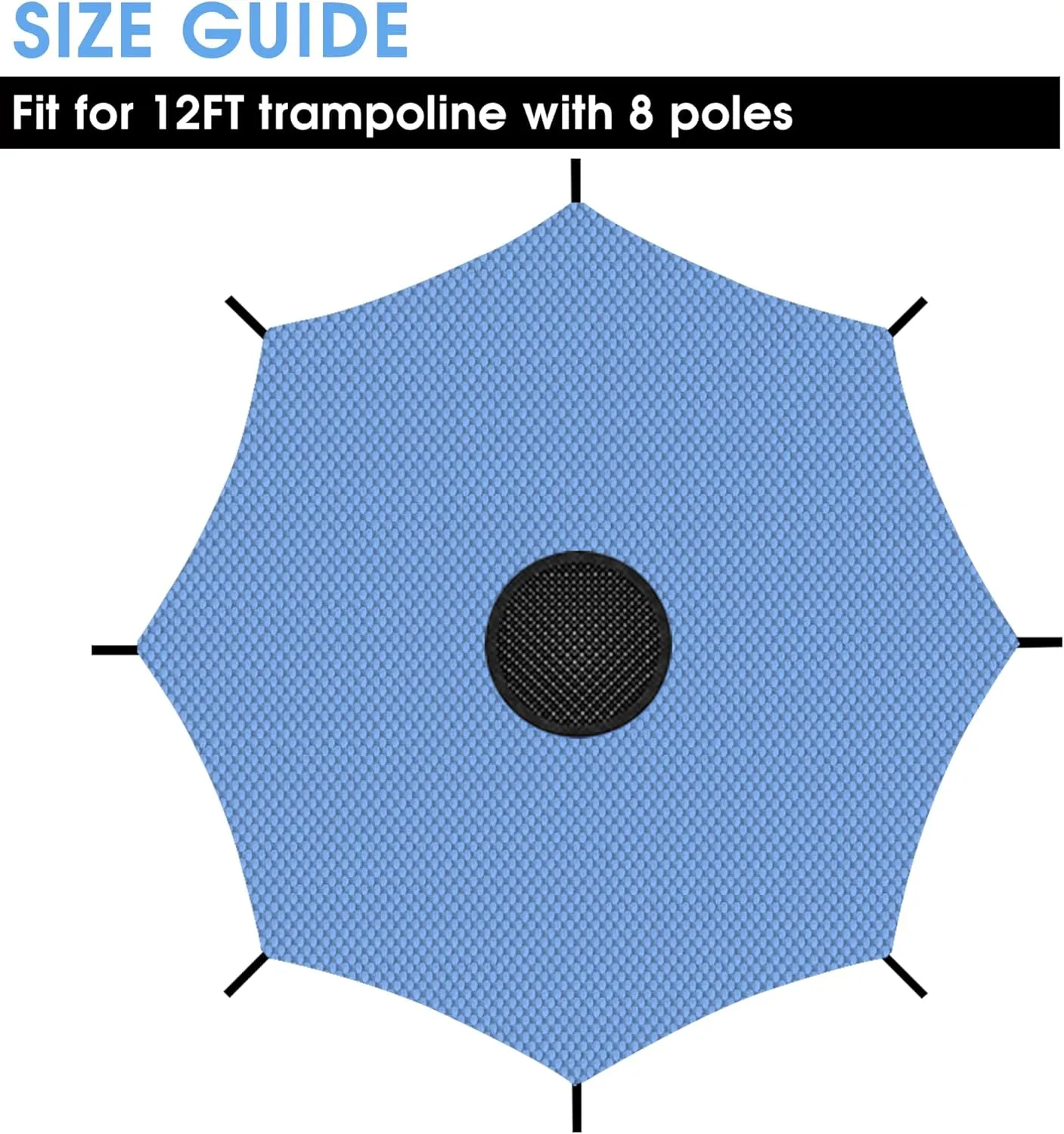 Trampoline Shade Cover, 12ft 14ft 16ft Sun-Protection Trampolines Canopy, Easy to Install, Anti-UV Trampolines Sunshade Accessories for Outdoor Backyard Playground