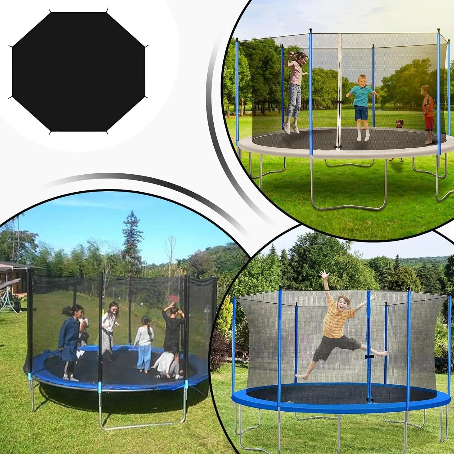 Trampoline Shade Cover, 6ft 8ft 10ft 12ft 14ft Sun-Shade Trampolines Canopy for Round Trampoline, Trampoline Top Cover Accessories, Keep Cool (10 feet B)