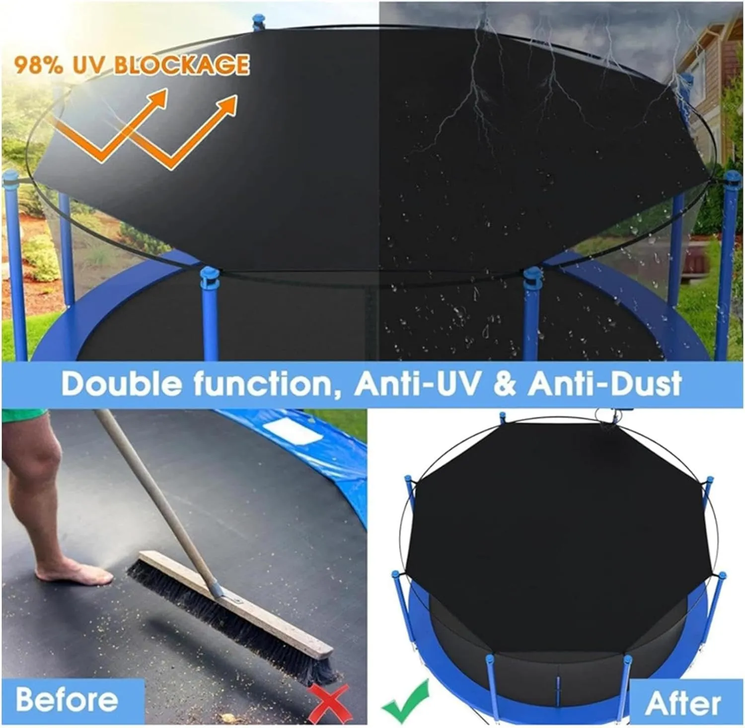 Trampoline Shade Cover, 6ft 8ft 10ft 12ft 14ft Sun-Shade Trampolines Canopy for Round Trampoline, Trampoline Top Cover Accessories, Keep Cool (10 feet B)