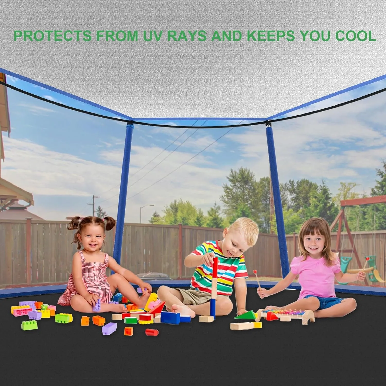 Trampoline Shade Cover for 6ft 8ft 10ft 12ft 14ft 16ft Sun-Protection Trampolines Canopy, Anti-UV Trampolines Sunshade Accessories for Outdoor Playground