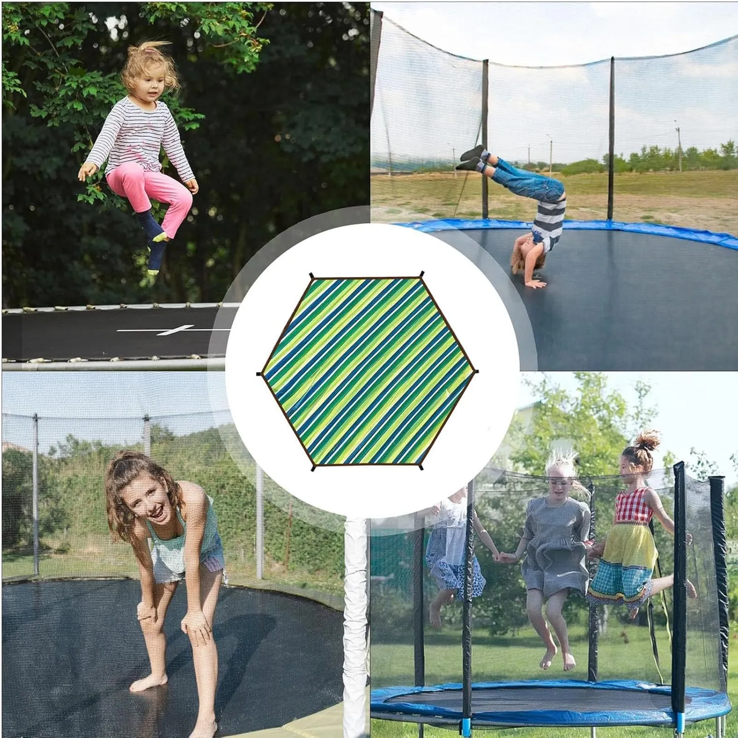 Trampoline Shade Cover Waterproof UV Protection - Heavy-Duty Weather Resistant Sunproof Canopy for 8ft-16ft Trampolines - Universal Fit Outdoor Top Cover (8/10/12/14/15/16ft)