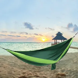 Travel Camping 210T Hammock,Double & Single Portable Lightweight Hammocks Capacity of 661lbs Hammocks for Outsides Backpacking Beach Backyard Patio Hiking (Blackish Green Light Green)